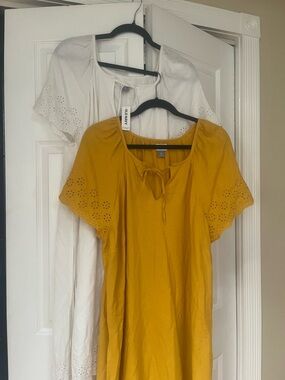 Two old Navy dresses, white & yellow
